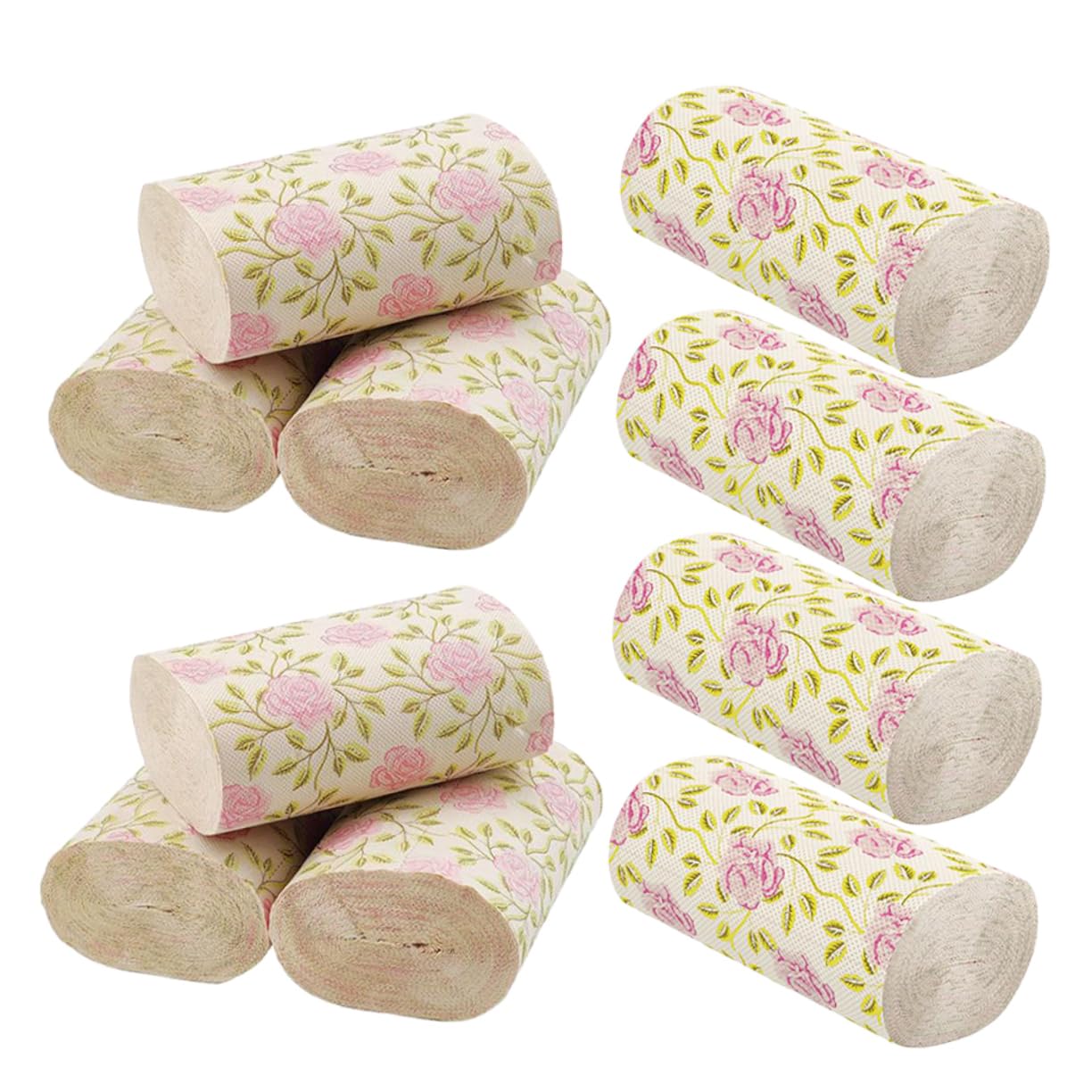 KOMBIUDA Carta Igienica in Pasta di Bamboo con Decorazioni a Rosa, 10 Pezzi senza Nucleo, Multipurpose e Pratica per Uso Domestico e Ufficio