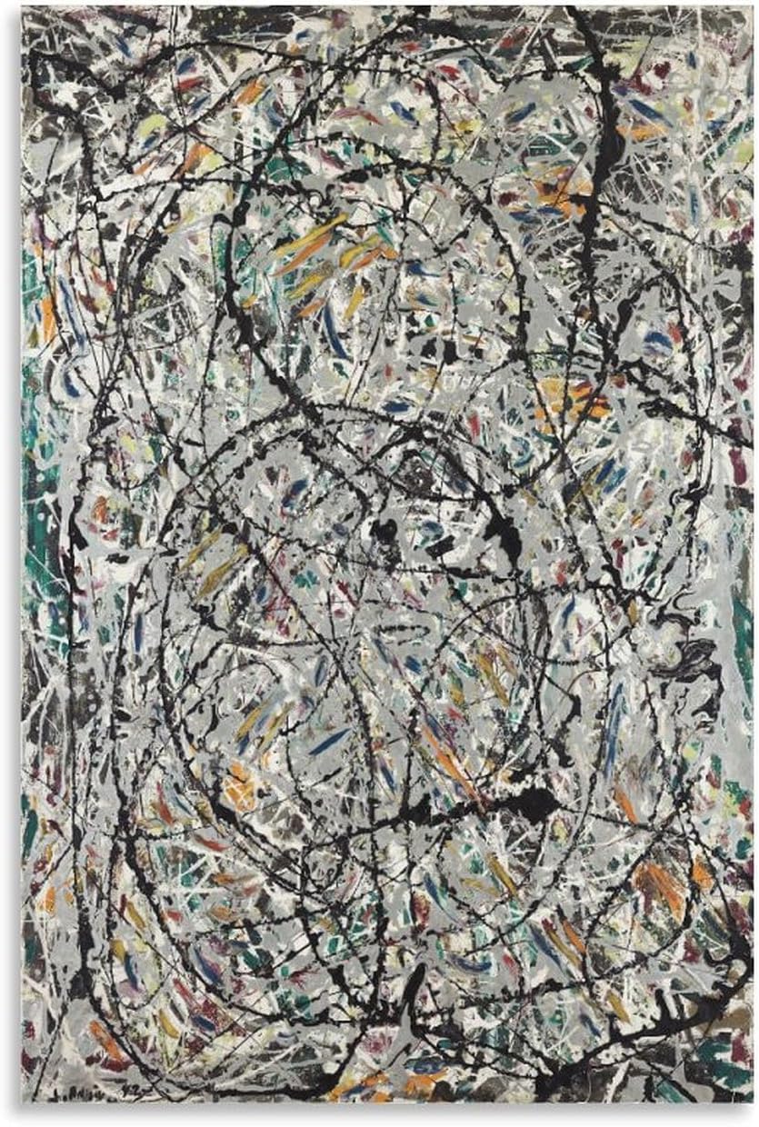 ZZYGGN GMGSW Jackson Pollock Canvas Wall Art Jackson Pollock Watery Paths Poster Jackson Pollock Prints Retro Painting for Home Decor Picture 30x45cm No Frame