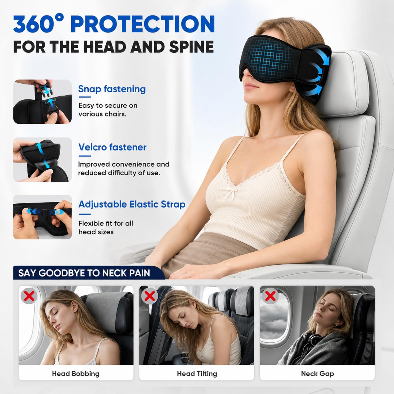 Kilpkonn Almohada de viaje, antifaz para dormir, cojín cervical de viaje