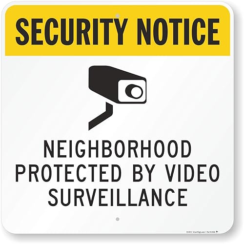 SmartSign Cartel "Barrio Protegido por Videovigilancia" Aluminio de 24 x 24 pulgadas, fabricado en Estados Unidos
