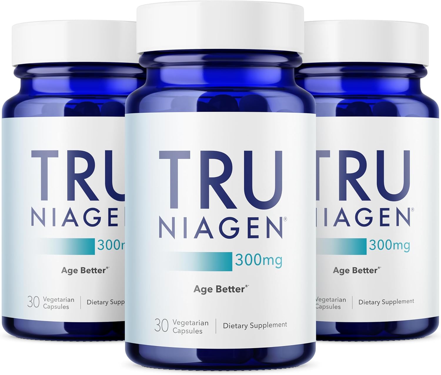 TRU NIAGEN Patented NAD Supplement for Brain Function, Anti Aging & Cell Regeneration, 300mg Niagen, 30 Servings | Supports Cellular Energy, Muscle | Nicotinamide Riboside (NR) Take 1 Daily | 3 Bottle