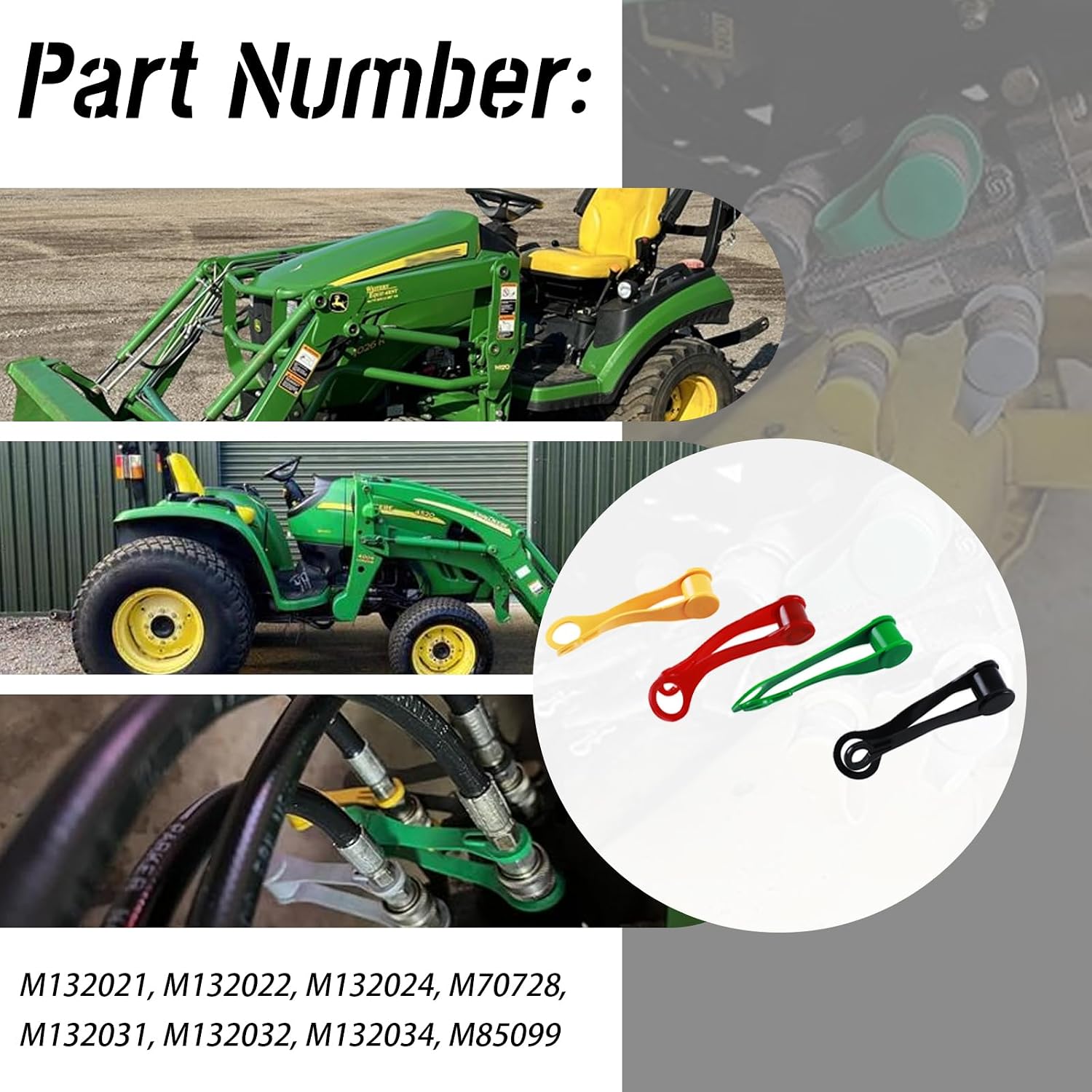 8 Pcs Hydraulic Fitting Coupler Protective Cover Black - Yellow - Green - Red Compatible With Port Plug & Cap Set For John Deere Tractor