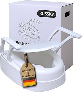 Toilettensitzerhöhung, 3-Fach höhenverstellbar von FabaCare, 15 cm mit Deckel und Armlehnen, stabile Ausführung bis 130 kg, Wechsel System 6cm,12cm, 15cm