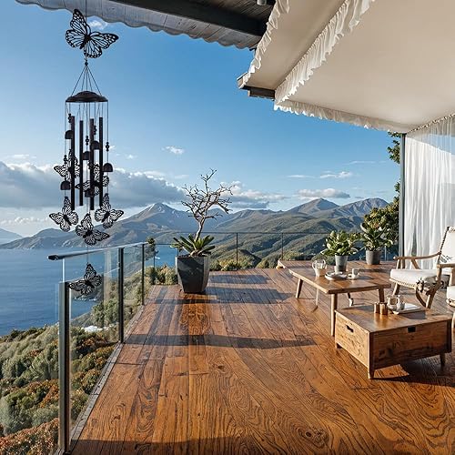 Miniatura 9 de Campanas de viento de mariposa para exteriores, campanillas de viento conmemorativas, atrapador de viento, campanas de viento móviles de mariposa