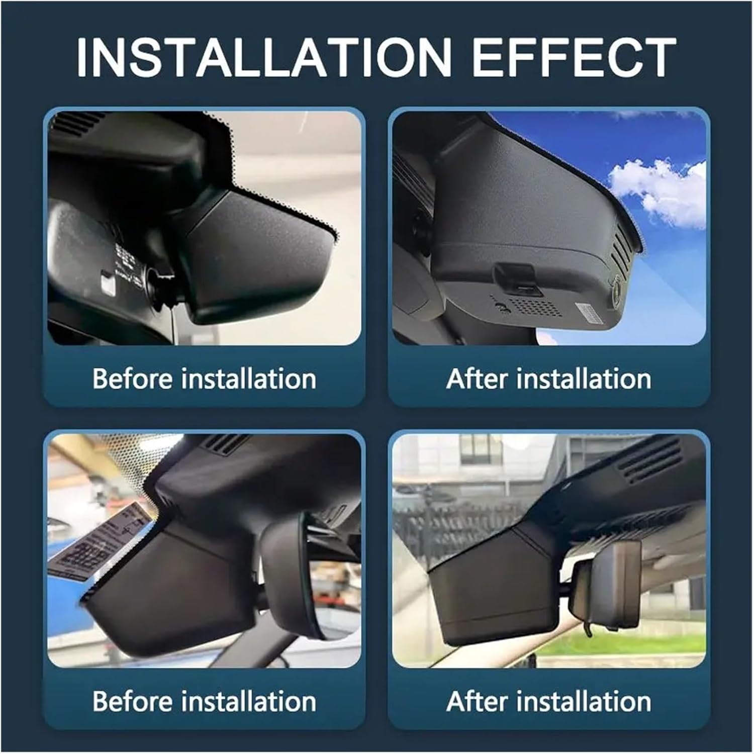Installation effect showing dash cam integrated into vehicle interior