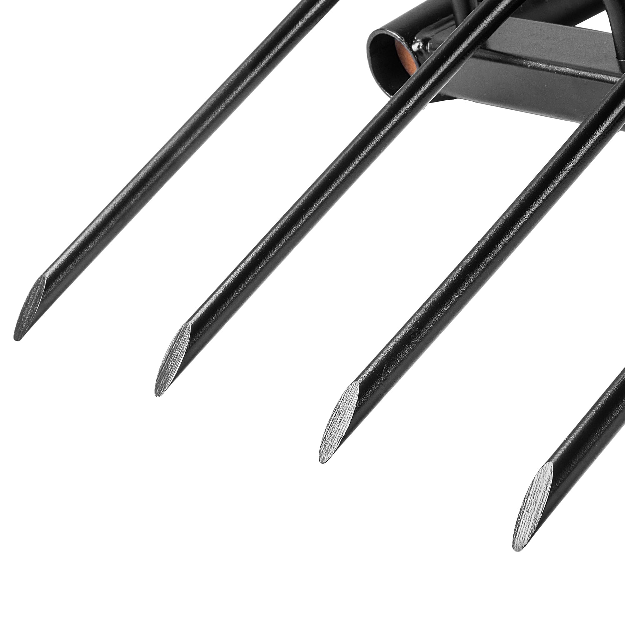 KADAX Fourche de jardin avec 4 dents et longues poignées en bois, fourche à creuser pour ameublir le sol et le jardinage, fourche large pour aérer les sols (49,5 x 134 cm)