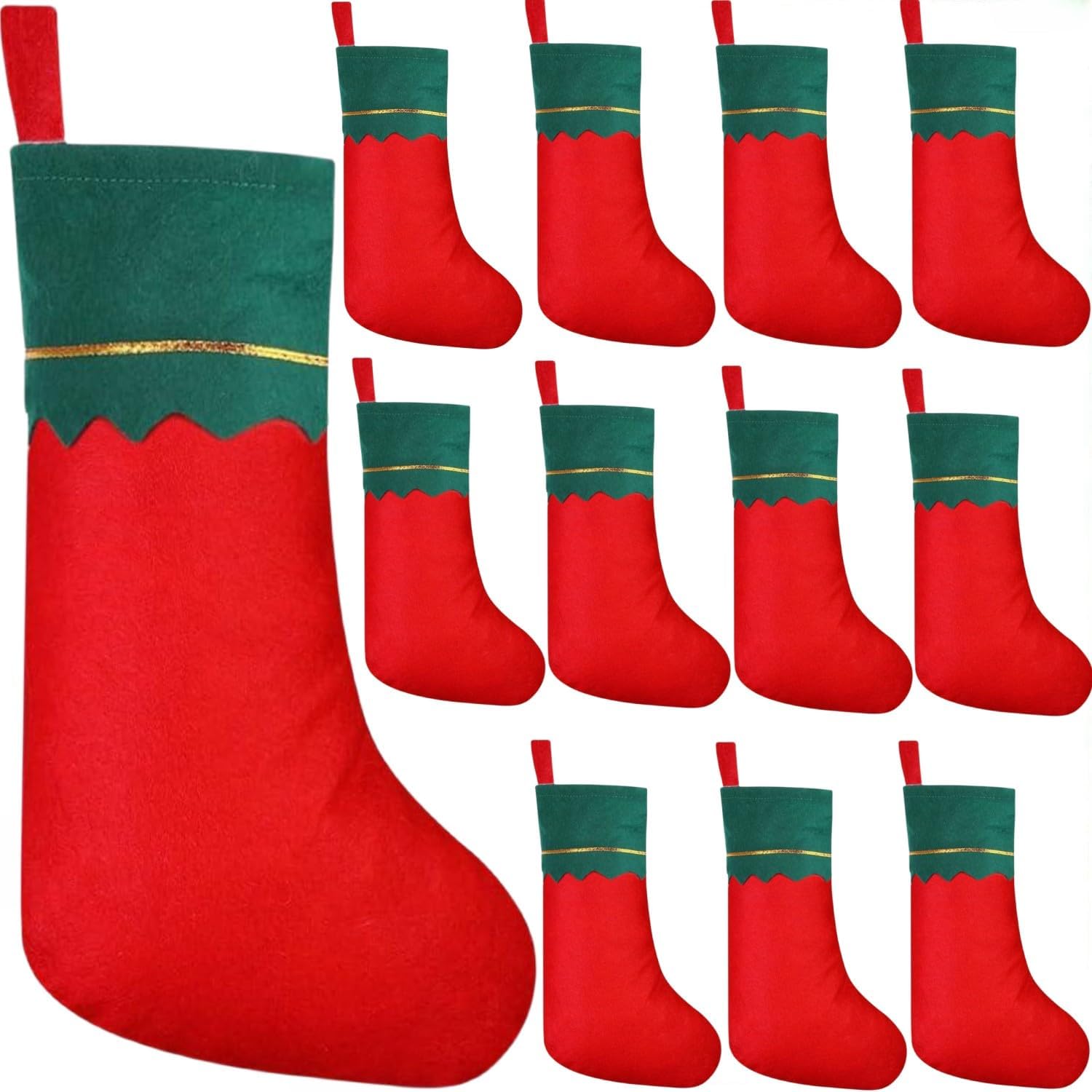 CYKJ Christmas Stockings Red Felt Christmas Stockings Pack of 12 Tall 15" with