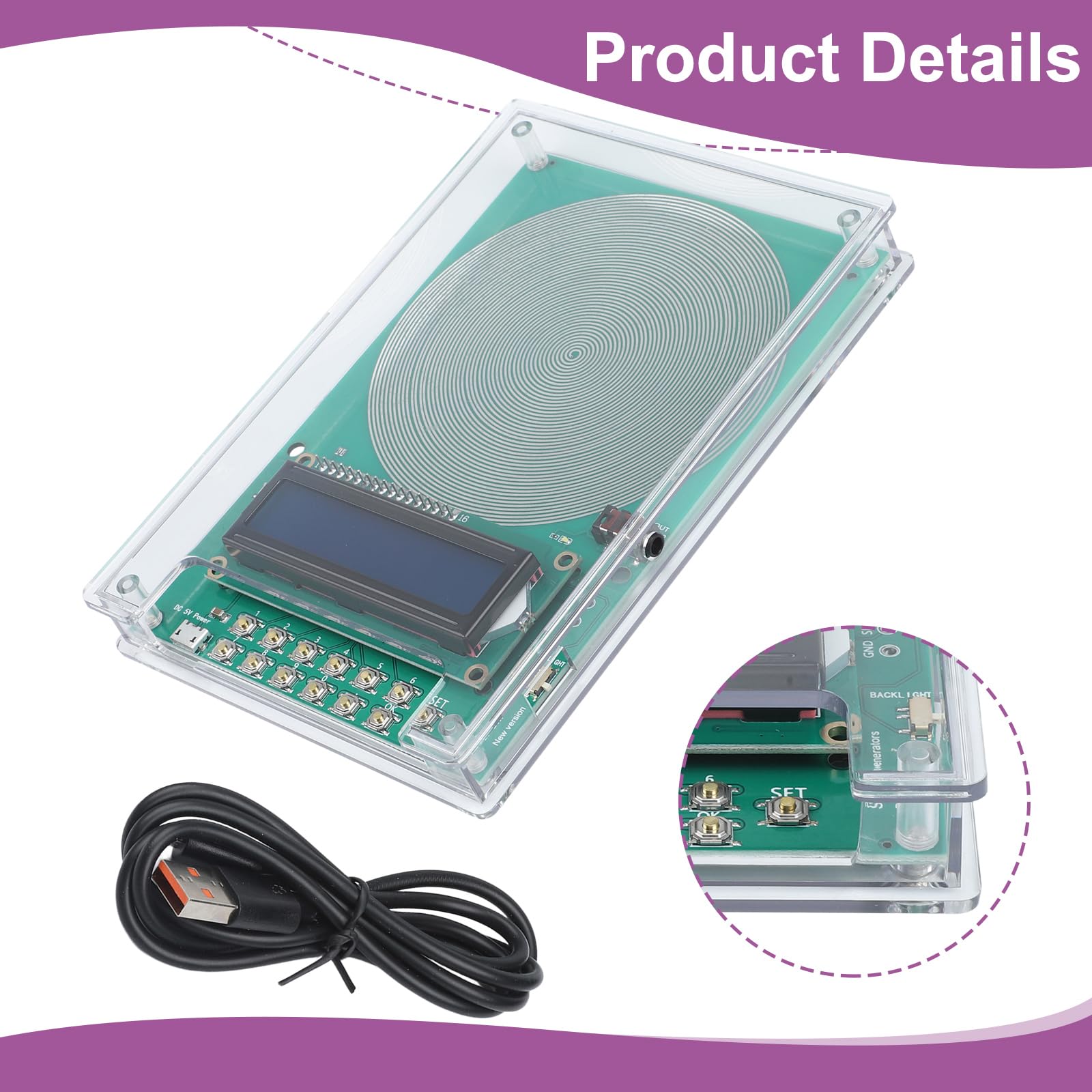 Generador de frecuencia V2 con frecuencia ajustable de 0.1Hz a 30KHz con resonancia SchumannWave 7.83Hz USB y opciones de alimentación CC para aliviar el estrés
