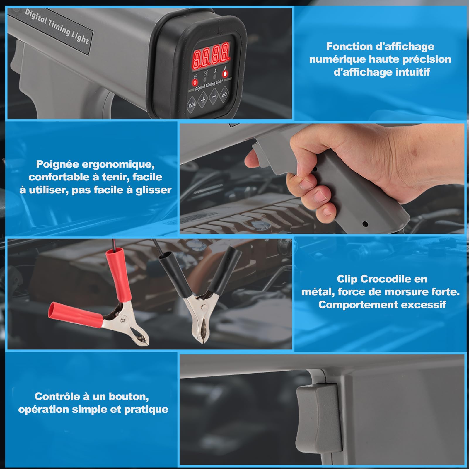 Lampada di sincronizzazione per auto e moto, lampada di sincronizzazione di accensione LED 12 V, lampada di sincronizzazione stroboscopica induttiva per auto, tosaerba, aereo, marina