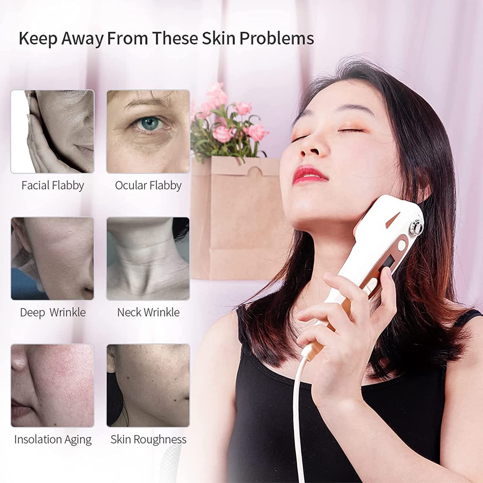 Macchina di Bellezza focalizzata, Mini Dispositivo Professionale per rassodare la Pelle, Lifting facciale Antirughe per Rimuovere Le Rughe per Le Donne, per la casa e Il Salone di Bellezza