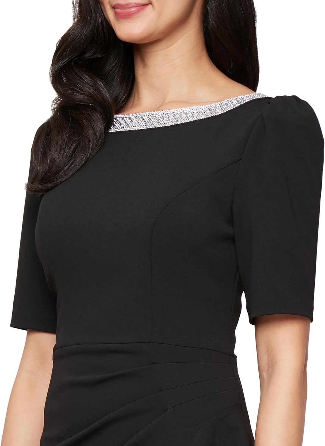 Alex Evenings Womens Long Embellished Neck Mother of The Bride Dress with Elbow Puff Sleeve (Petite and Regular Sizes) - Image 3