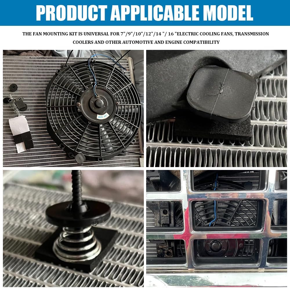 3 Set Fan Mounting Kit, Electric Cooling Radiator Fan Mounting Kit, Radiator Fan Zip Ties Clips Installation Kit, Transmission Cooler Modification Fan Accessories for Most Cars (3 Set)