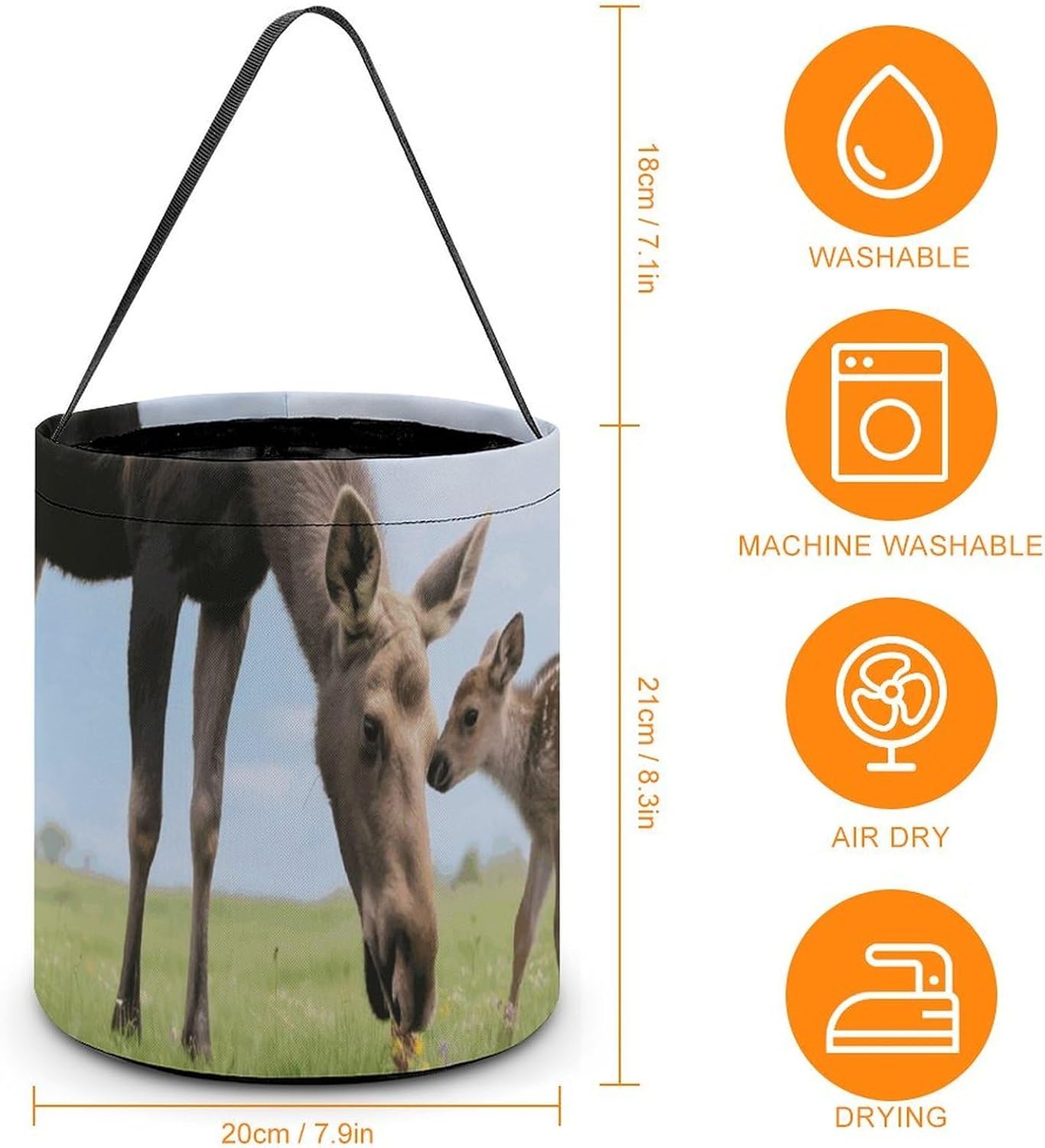 Reusable Cute Deer Halloween Candy Bucket with Handle image 2