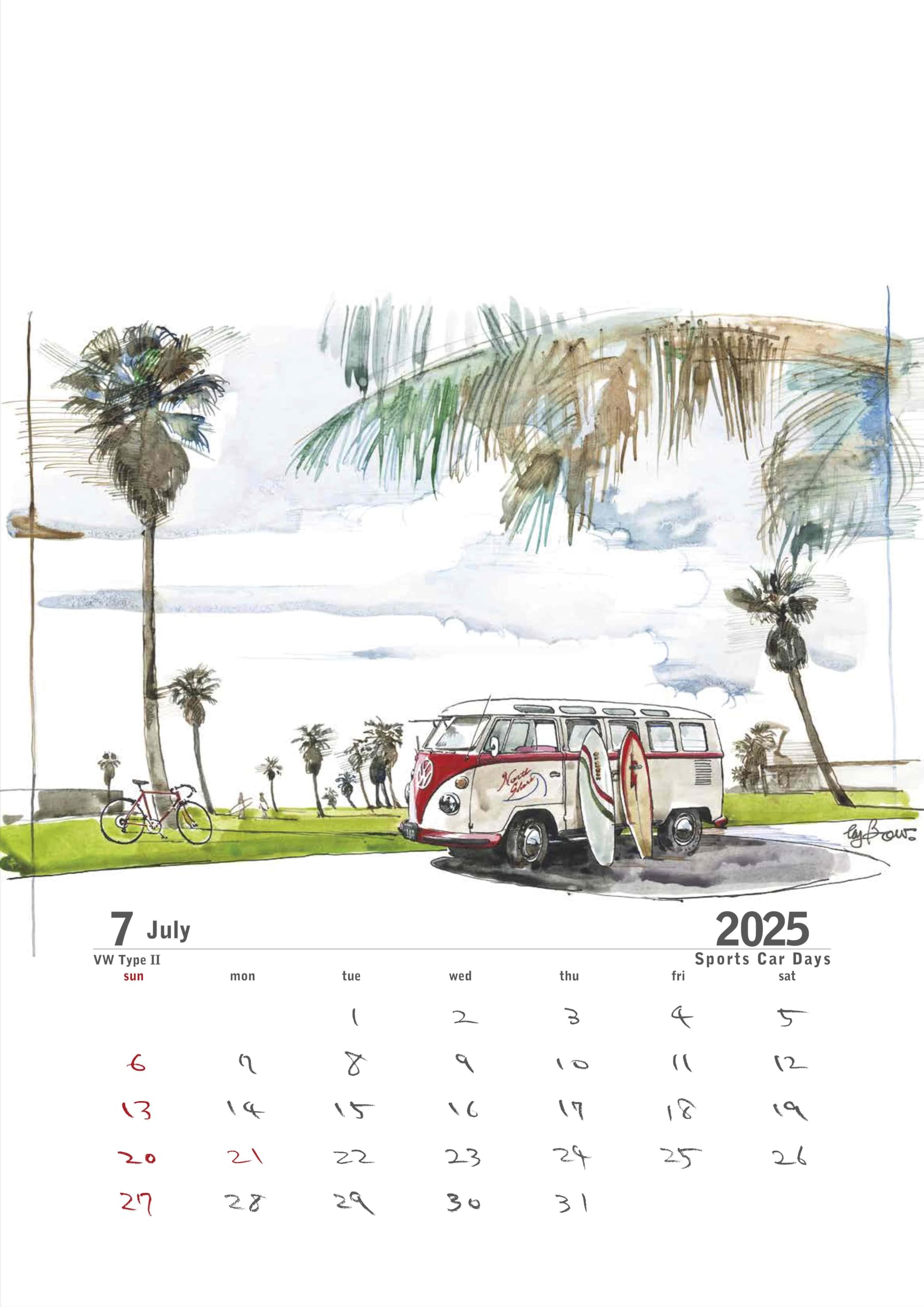 Amazon | Sportscar Days 2025 by Bow。 | カレンダー | 文房具 