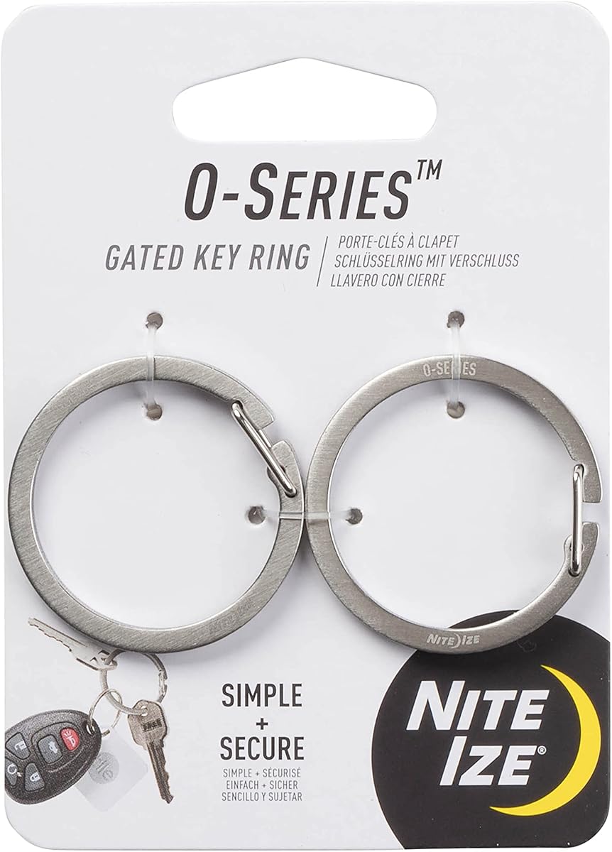 Nite IZE O-Series Gated Key Ring, Stainless Steel Split Ring Alternative, 2 Pack