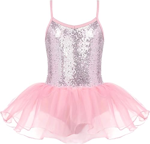 Zaclotre Leotardo de lentejuelas para niñas pequeñas, leotardos de ballet con correa brillante, vestido tutú, traje de bailarina, disfraz de baile