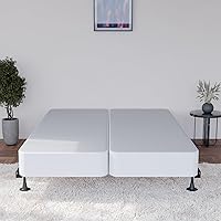 Vista 2 de Greaton, Somier resistente de 4 pulgadas para soporte de colchón, duradero y totalmente montado, base de madera natural para Queen, color blanco
