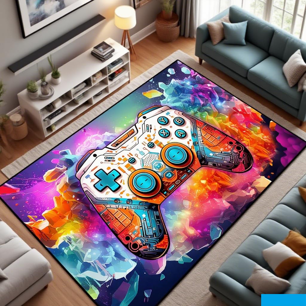 Manette de jeu 3D transparent tapis de sol imprimé pour chambre d'enfant 80x120