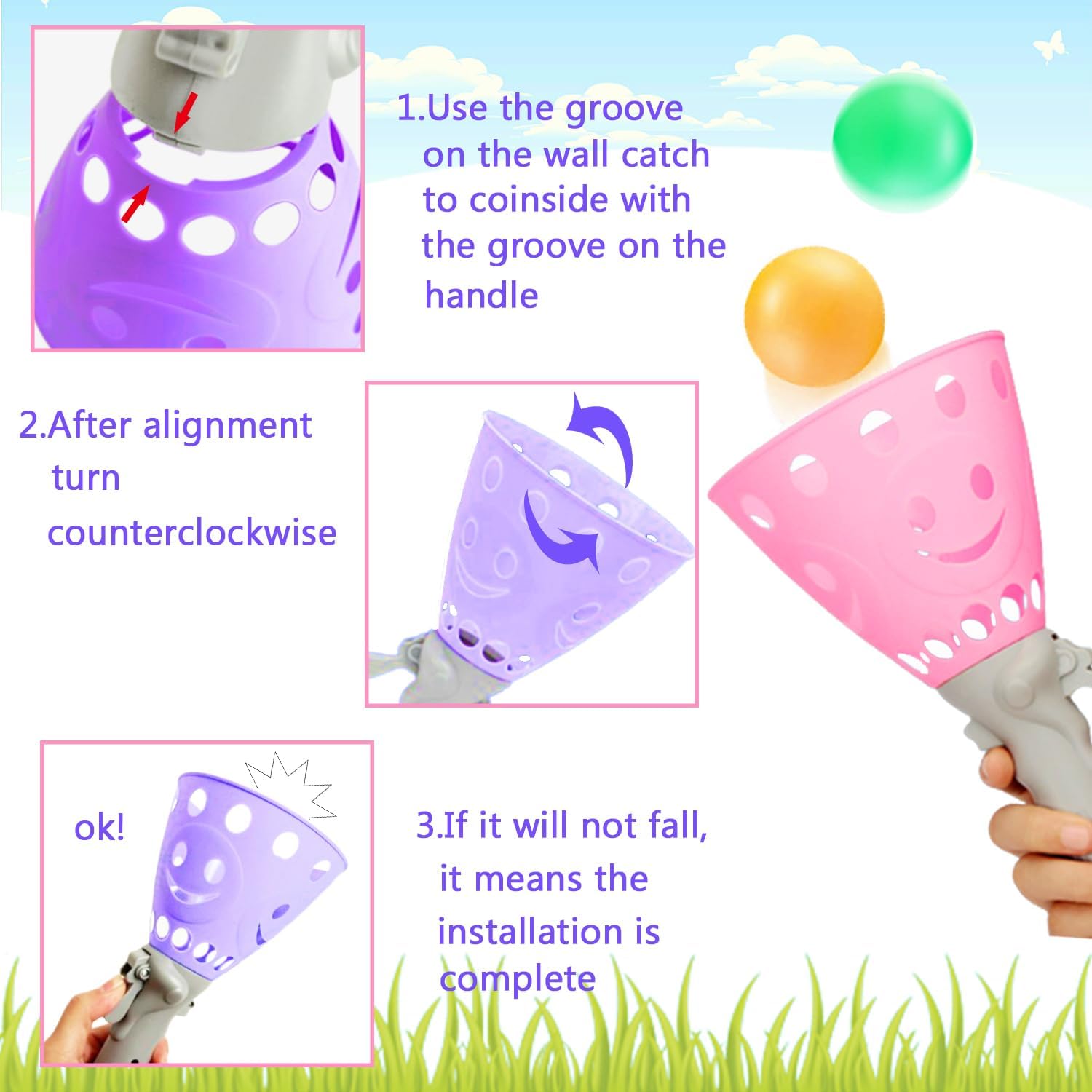 24Pcs Pop-Pass-Catch Ball Game with 8 Catch Launcher Baskets 16 Balls,Outdoor Indoor Game Activities,Lawn Games Beach Sport Toys for Party Favor,Kids 4 5 6 7 8 9 10+