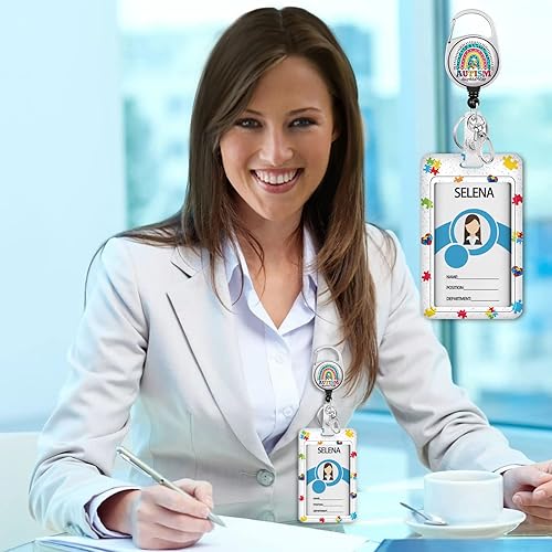 Miniatura 110 de Funny Chicken Badge Holder with Retractable Reel ID Card Badge Case with Carabiner Clip Heavy Duty Vertical Card Name Tag Badge Protector Cover for