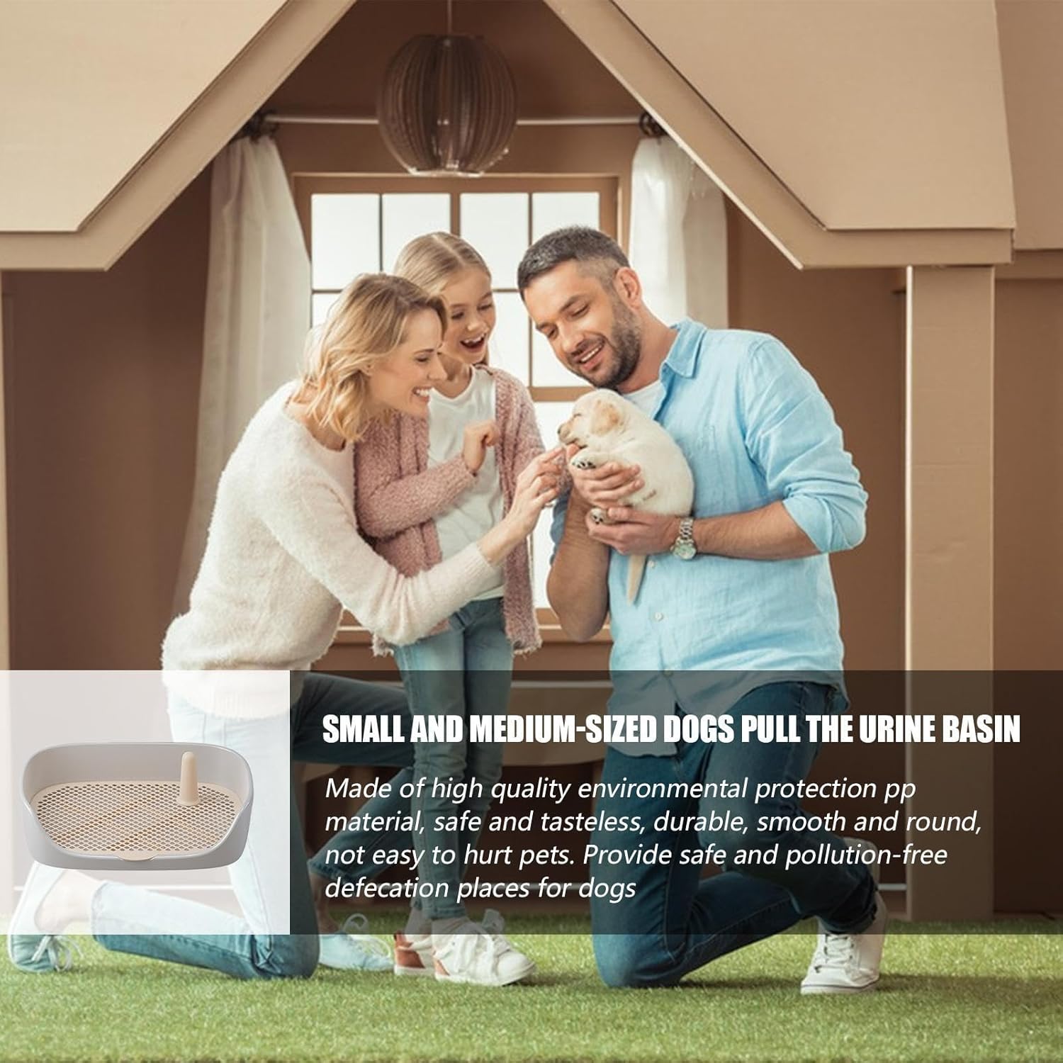 Puppy Pee Pad Holder | Indoor Outdoor Dog Potty Toilet Training Tray - Open Top Entry Litter Pan, Pee Pad Holder for Puppies and Small Dogs