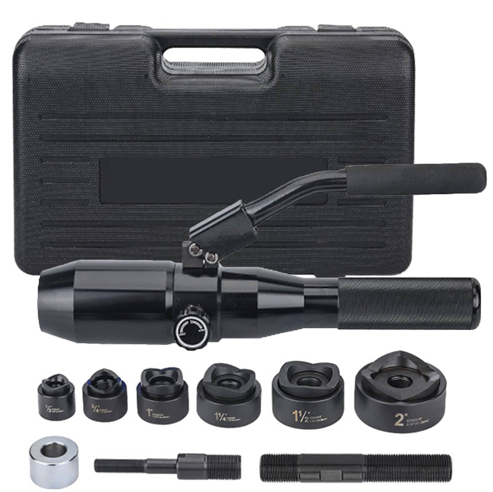 Punzonatrice Idraulica Manuale, Kit Di Strumenti Di Punzonatura Idraulica 66Kn, 6 Set Di Strumenti Di Punzonatura Idraulica, Per La Punzonatura Di Lamiera, Metallo Acciaio Alluminio Plastica,Black