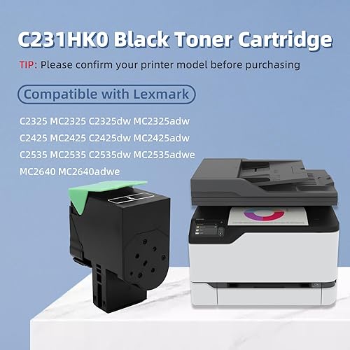 Miniatura 9 de C2310Y0 Cartucho de tóner amarillo de repuesto para Lexmark C2325 C2325dw C2425 C2425dw C2535 C2535dw MC2325 MC2325adw MC2425 MC2425adw MC2535adwe