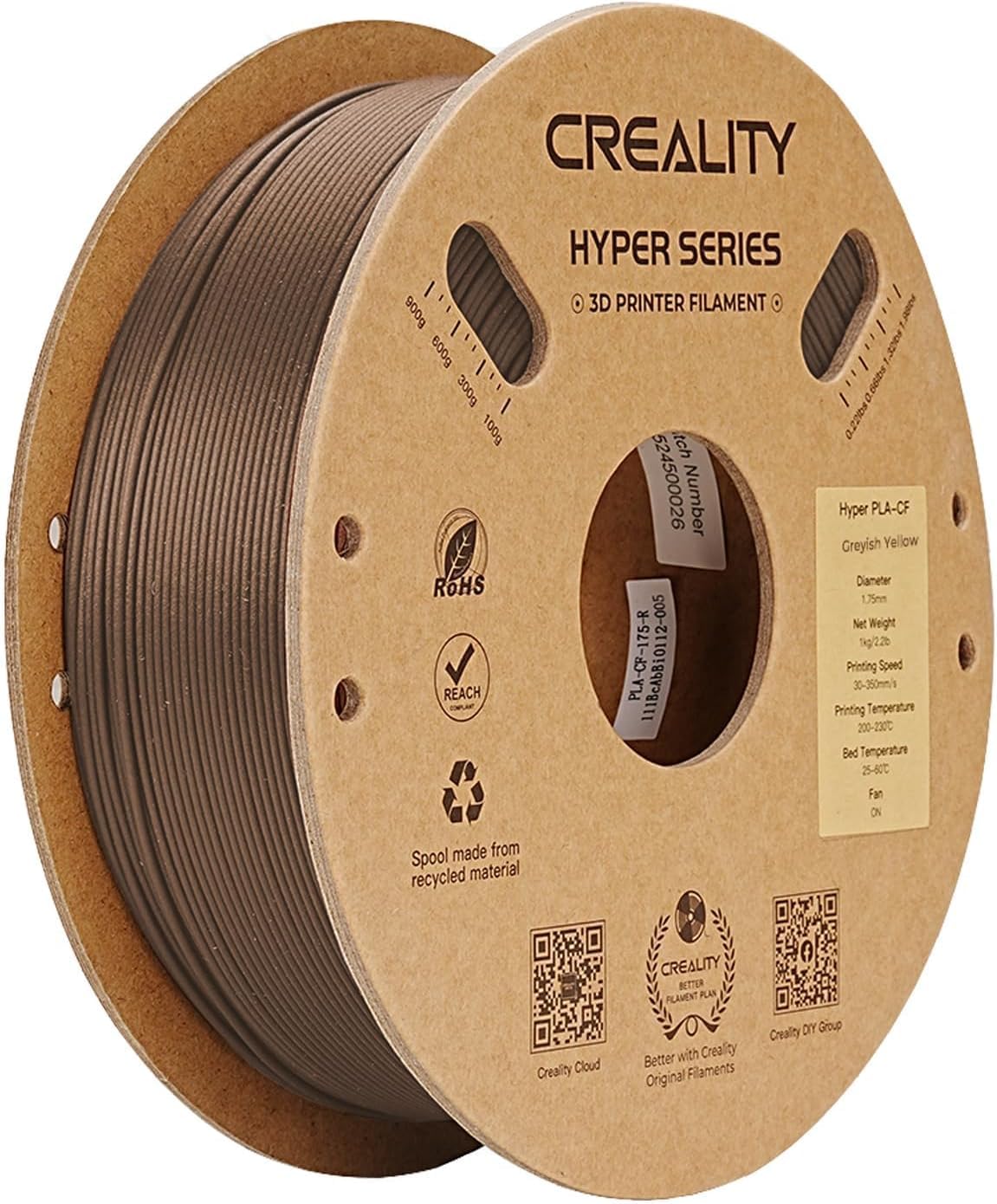 Creality PLA-CF Filament 1,75 mm Blassgelb, 1 kg, Carbonfaser-PLA