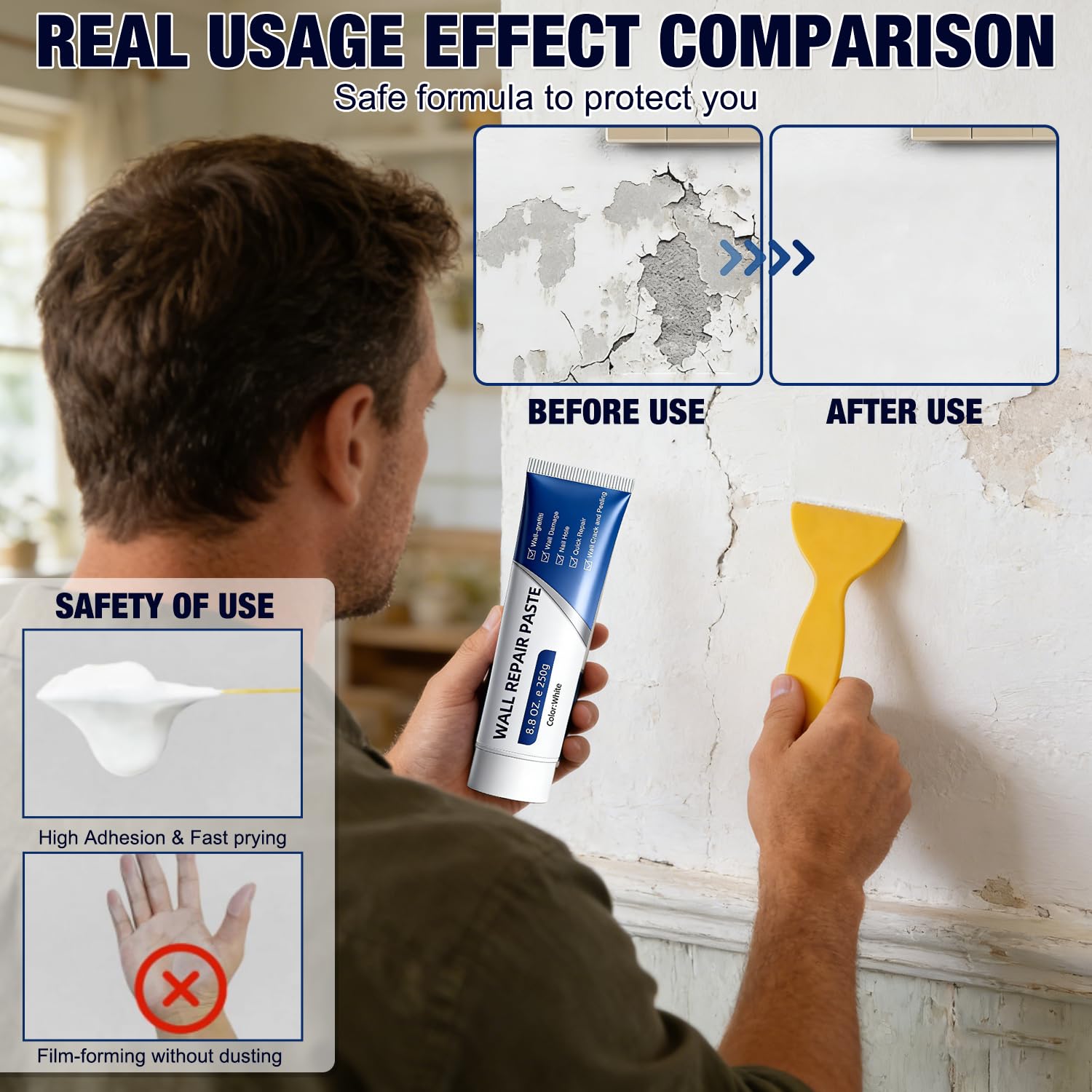 2Pcs Drywall Repair Kit,Quick Drying Wall Mending Agent, Wall Repair Paste Tube - Wall Repair Paste,for Holes & Cracks, Multi-Functional Drywall Patch Paste Repair Kit for DIY Home Fix