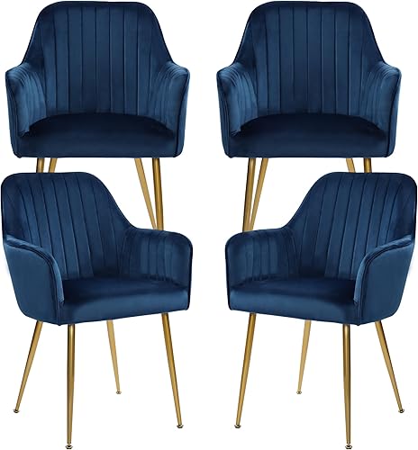 Miniatura 27 de thksbought Juego de 2 sillas de terciopelo y sillas decorativas tapizadas con patas chapadas en oro para sillas de sala de estar (gris) Conjunto