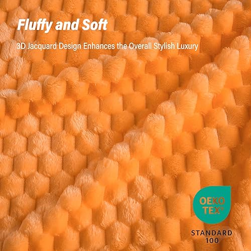 Miniatura 5 de BNuitland Manta de franela suave (50 x 70 pulgadas), manta de forro polar 3D jacquard esponjosa y ligera para sofá, cama, 300 GSM súper acogedora y