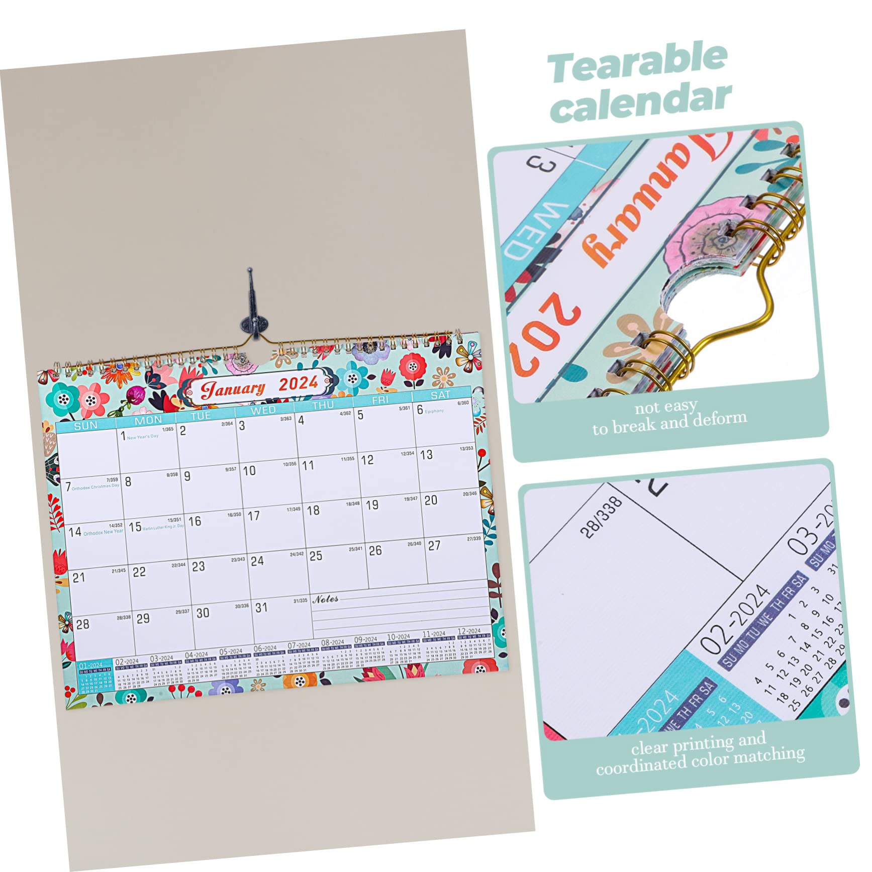 VILLCASE 5stücke Tearable Kalender Englischer Countdown Wandkalender Für Zuhause Und Büro Großer Hängender Monatskalender Mit Klaren Druckbildern Planung Und Organisation Von Terminen