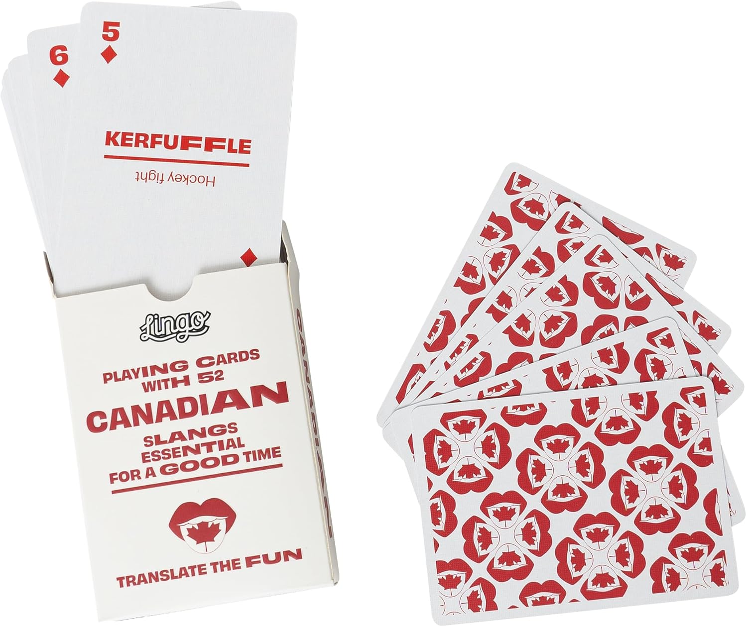 Lingo Canadian Playing Cards | Travel Flashcards | Learn Canadian Slang Vocabulary in A Fun & Easy Way | 52 Essential Translations (Pack of 2)