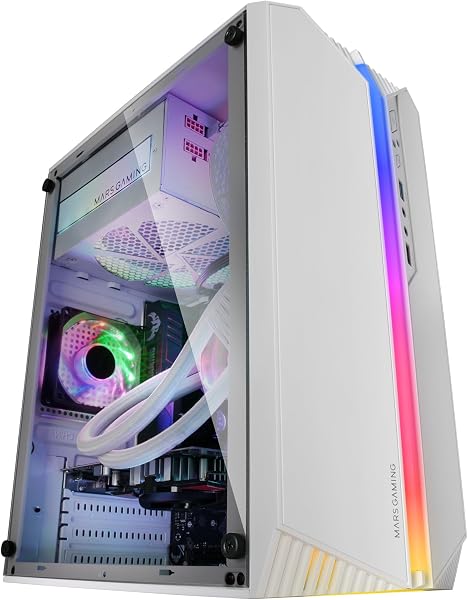 Mars Gaming MC-S1 Bianco, Case PC Gaming Compatto Micro-ATX, Illuminazione ARGB 12 Modalità, Ventola FRGB, Finestra Laterale Completa - 2