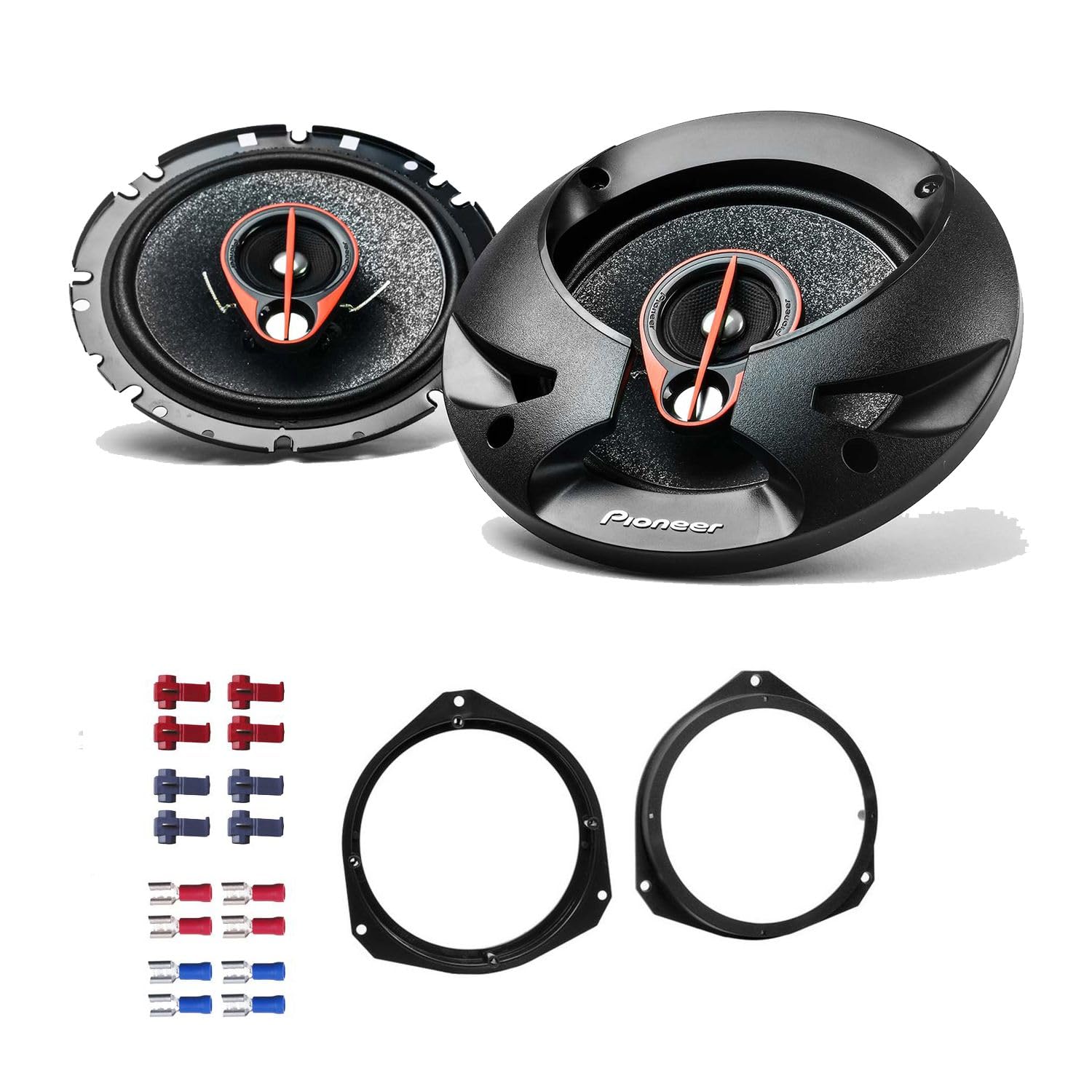 Pioneer TS-R1750S Lautsprecher mit Einbauset passend für Opel Corsa D ab 2006 Türen vorne 500 Watt 165mm 3 Wege Koax