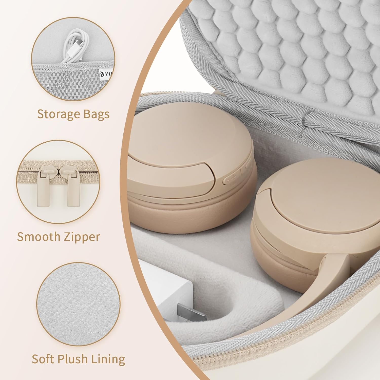 Yinke Hard Case for WH-CH510 /JBL Tune 510BT Headphone, Travel Protective Cover Storage Bag(White) - Image 2