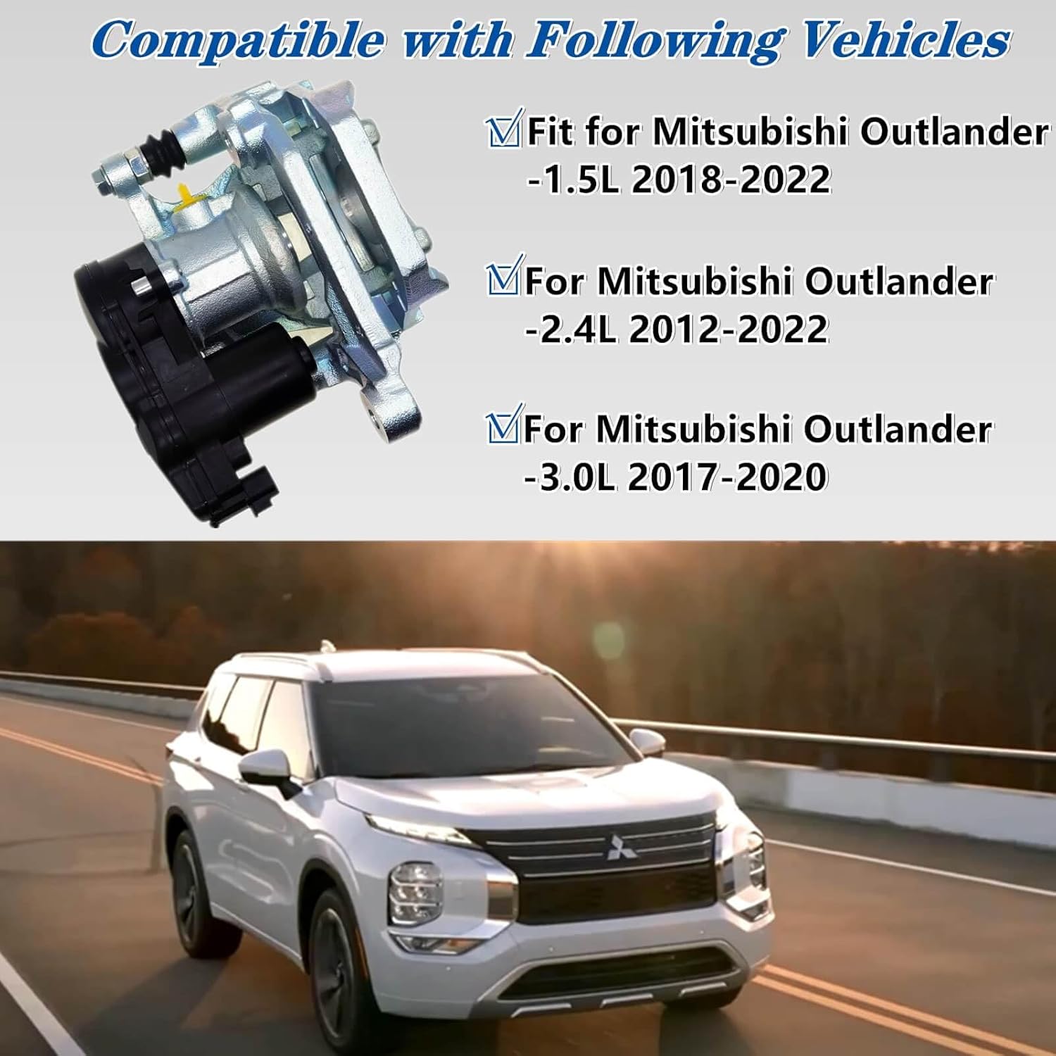 Rear Right Electrical Brake Cylinder Caliper 4605C044,For Mitsuishi Outlander 1.5L (2018-2022), 2.4L (2012-2022), 3.0L (2017-2020) | Right Rear Disc Brake Caliper Replace 4605B566 4605B638 4605B800
