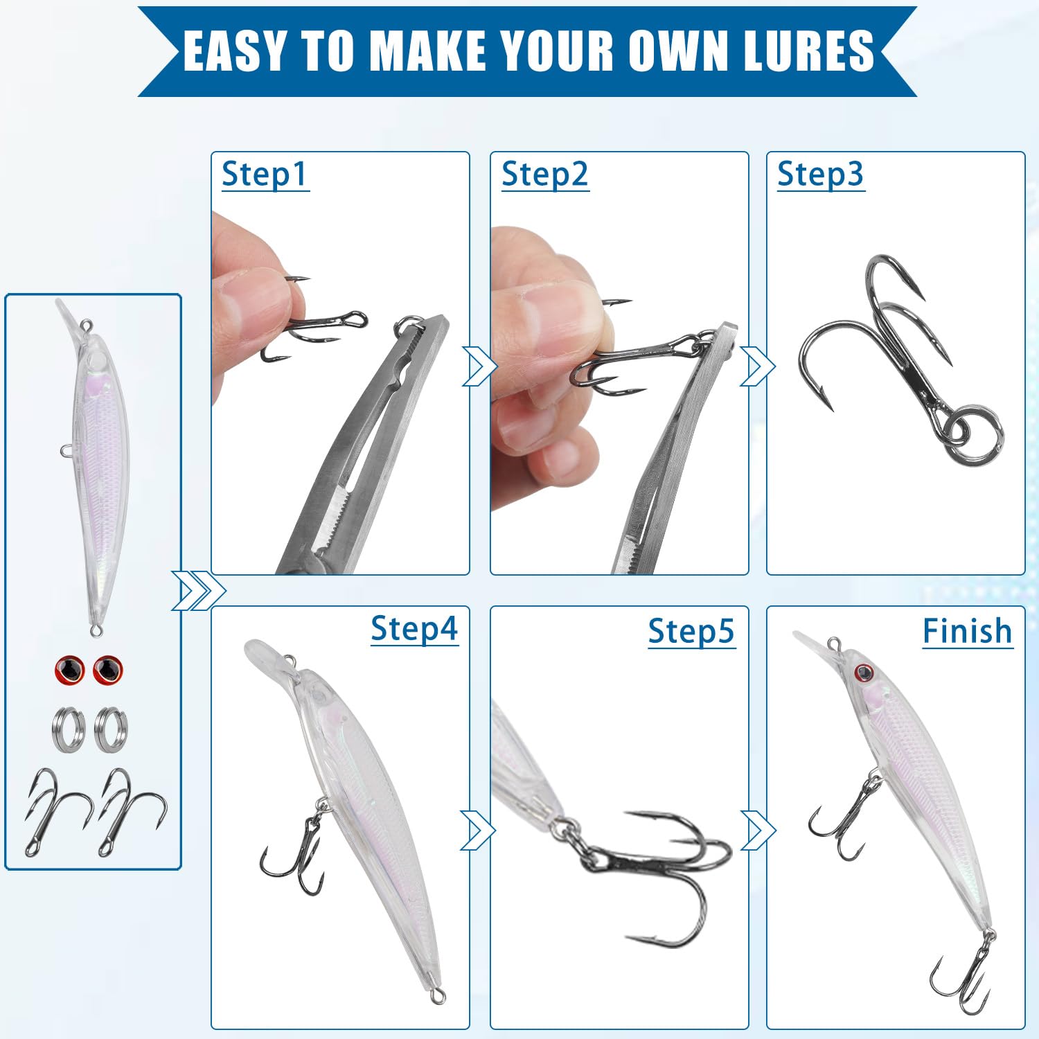 Wood Crankbait Making Supplies Blank Fishing Lures 321 Piece Unpainted Fishing Lure Making Kit DIY Crankbaits With Hooks, Eyes Stickers Treble Hooks Split Rings Wood Crankbait Making Supplies Blank Fishing Lures 321 Piece Unpainted Fishing Lure Making Kit DIY Crankbaits With Hooks, Eyes Stickers Treble Hooks Split Rings