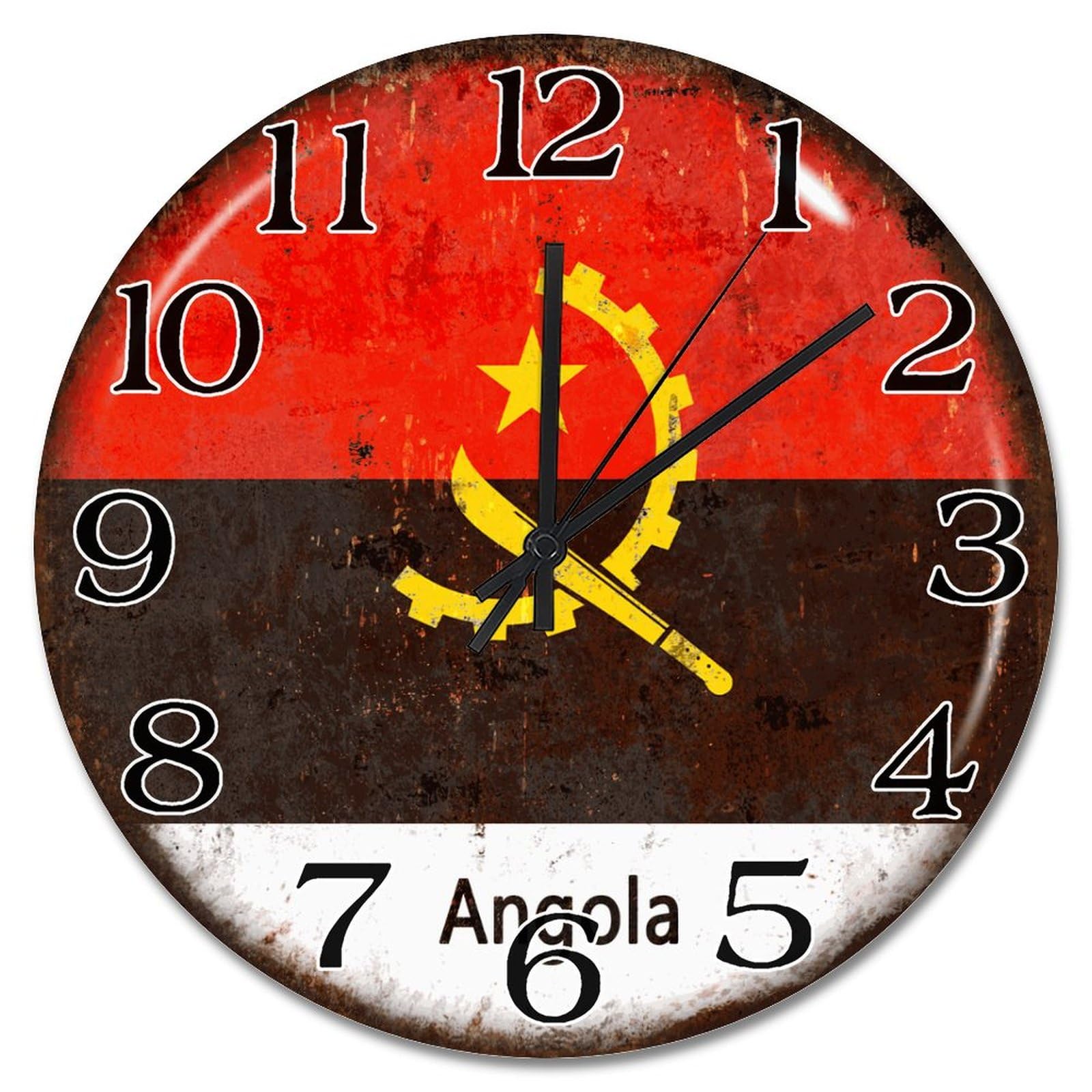 Horloge murale drapeau Angola pour décoration de chambre et ferme