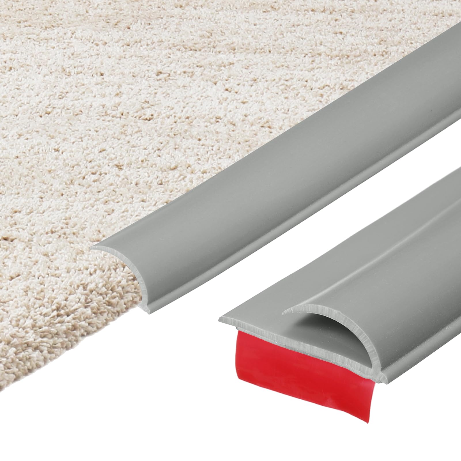 sourcing map 4m x 35mm x 10mm Carpet to Tile Transition Strip, Self-Adhesive Carpet Edge Strip, PVC Gap Cover, Laminate Edge Trim for Uneven Surfaces, Gray