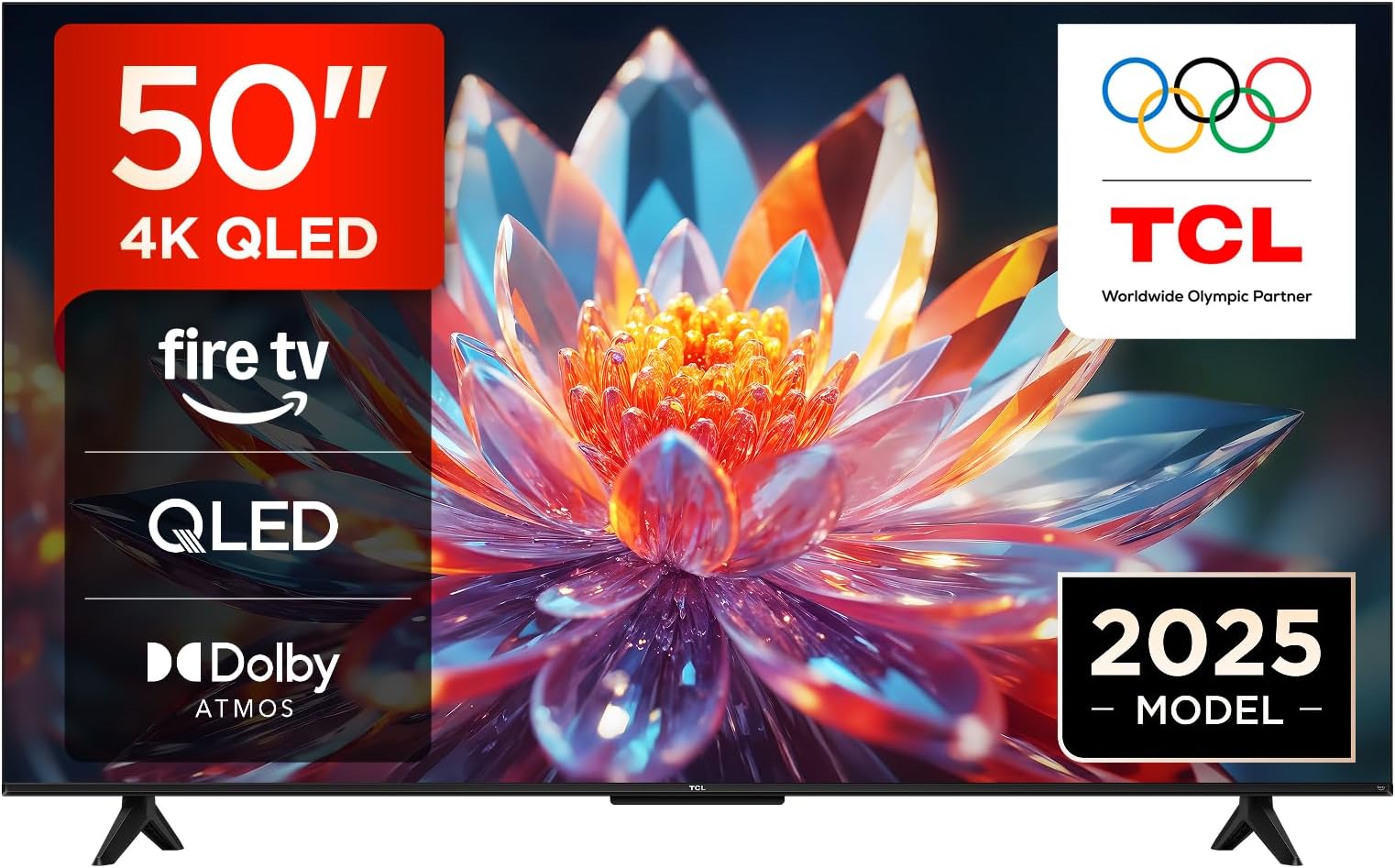 – TCL 50T6C-UK 50” QLED 4K HDR TV, Fire TV (Smart TV with Dolby Vision & Atmos, HDR10+, Press & Ask Alexa, 2025 Model)