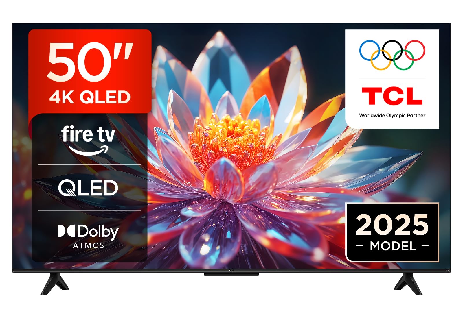 TCL 50T6C-UK 50” QLED 4K HDR TV, Fire TV (Smart TV with Dolby Vision & Atmos, HDR10+, Press & Ask Alexa, 2025 New Model)