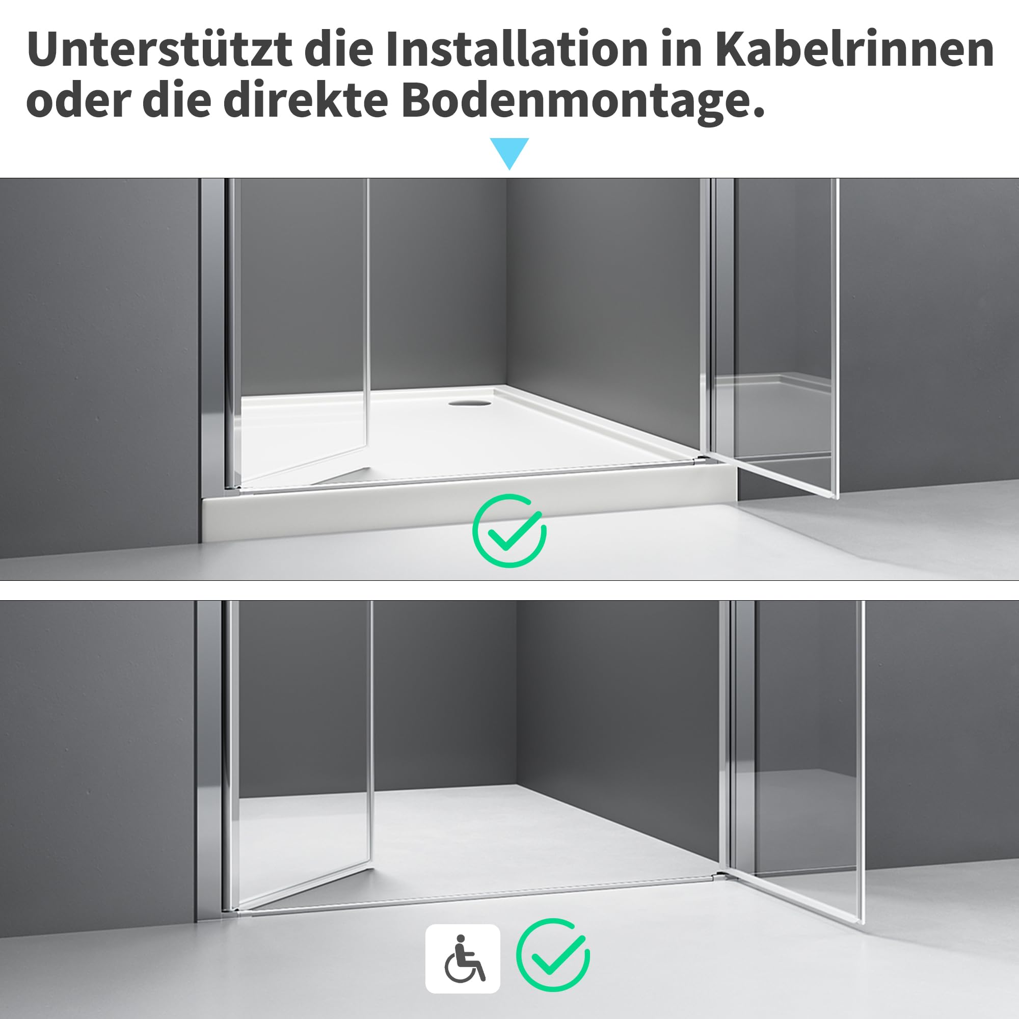 Duschkabine 76x185 cm, Pendeltür 75–80 cm, Duschtür Nische, Duschabtrennung aus 6 mm ESG Sicherheitsglas, Nano-Beschichtung, Schwingtür, Nischentür Dusche, Chrom