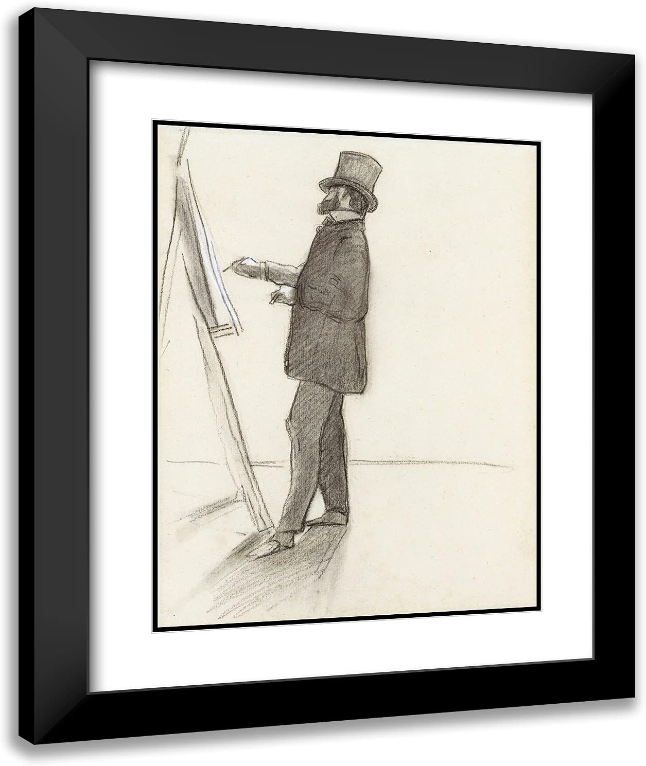 ArtDirect Bazille, Frederic 20x24 Gold Ornate Framed Art Print with Double Matting Titled: Manet and His Easel in Detail