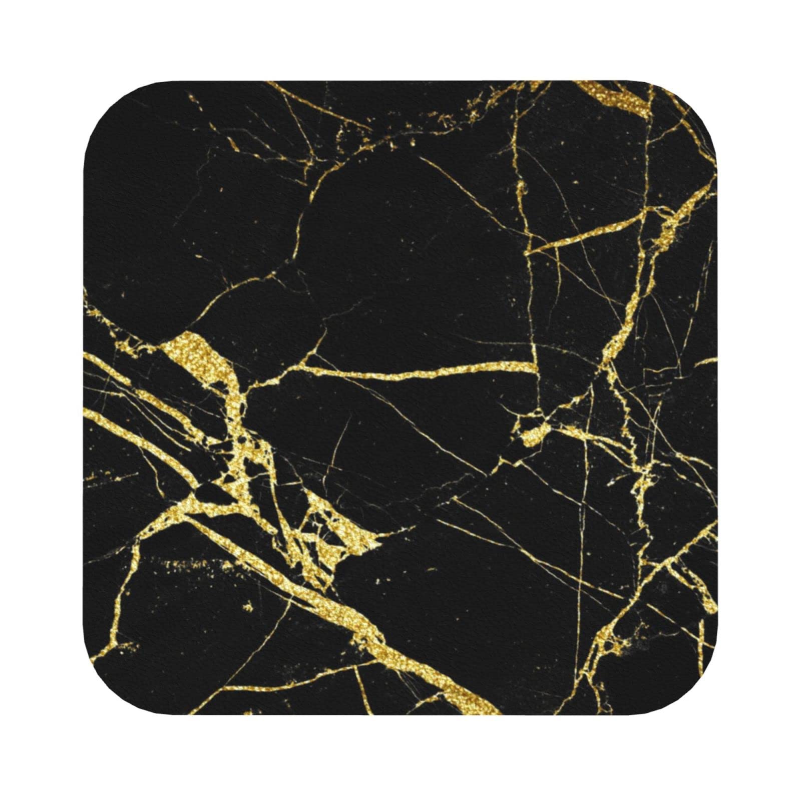 Black Gold Marble Print Leather Coasters Set Ideal For Homes, Restaurants, Kitchens, And Offices
