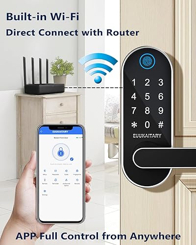 Miniatura 3 de Cerradura de puerta de entrada sin llave, cerradura de puerta de huellas dactilares, cerraduras inteligentes para puerta delantera y dormitorio,