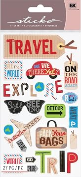 EK Success Brands Decorative Sticko Stickers, Happy Traveling