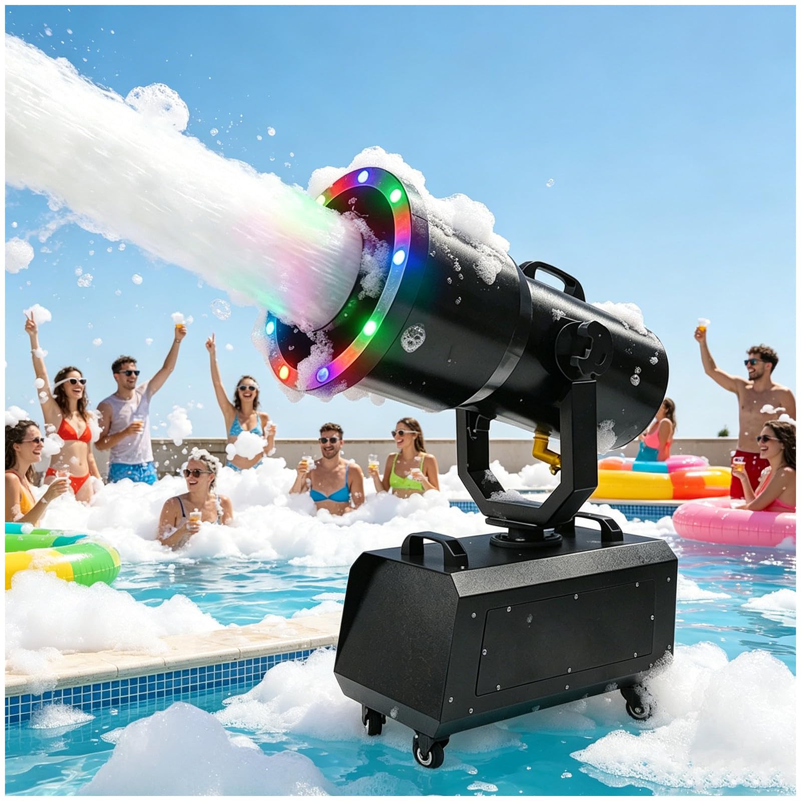 Eastnmythet Foam Machine for Party Pools, 2000W Outdoor Powerful Professional Stage Foam Maker, Covers 80㎡, 6~9m Spray Distance With LED