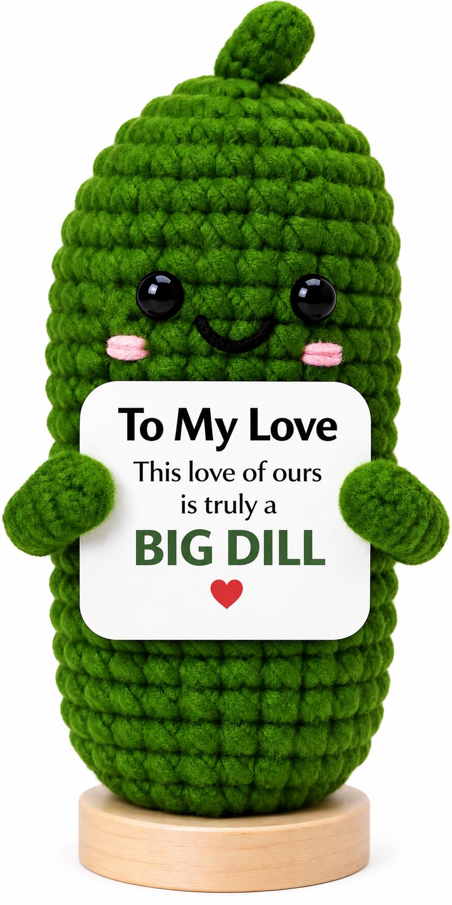Emotional Support Pickle Crochet with Stand. Handmade Positive Pickle Gift for Women, Friends, Family, Co Workers. Birthday Gifts. Best Friends (to My Love)