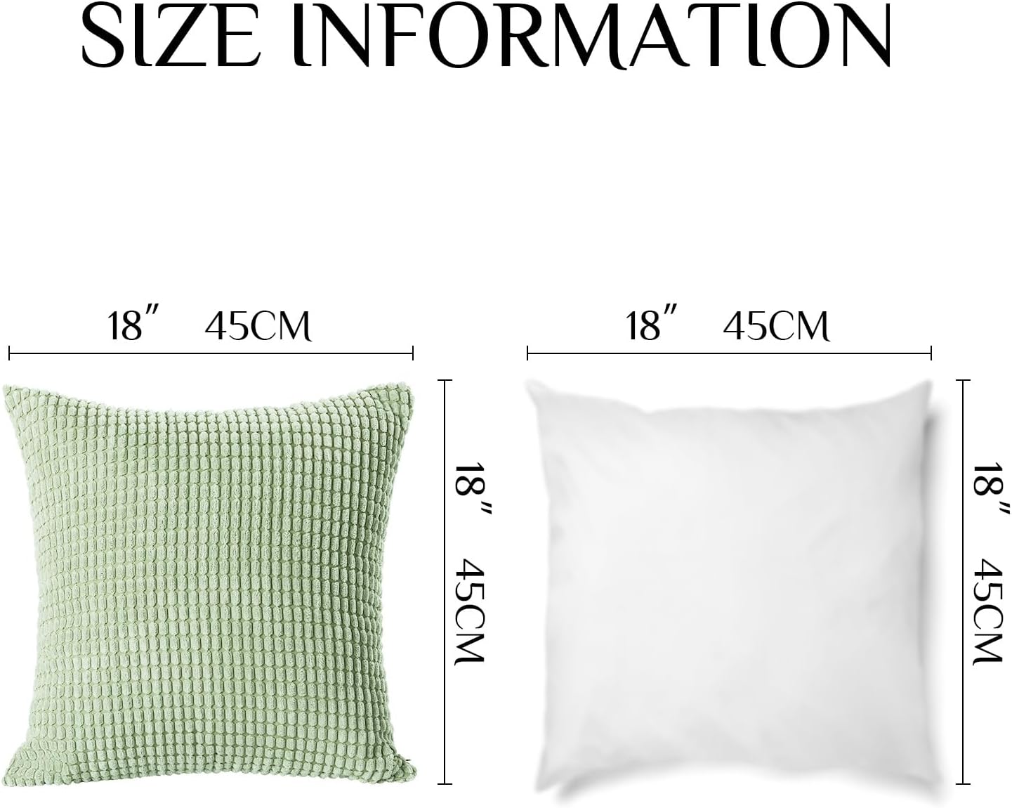 Softalker Throw Pillow Covers 18x18 Inch, Set of 2, Soft Corduroy Boho Stripe Decorative Pillow Cover, Couch Fluffy Pillow Cover for Farmhouse Home Decor Bed Living Room, Sage Green - Image 4